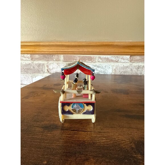 Handcrafted Wooden Ox Cart Figurine With Colorful Detailing & Miniature Figures - Picture 5 of 14
